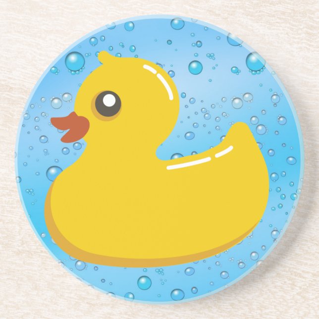 Cute Rubber Ducky/Blue Bubbles Coaster (Front)