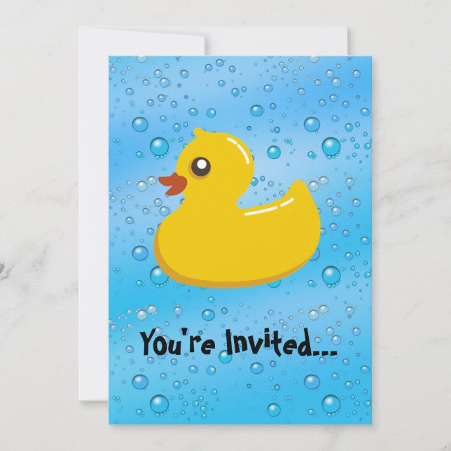 Cute Rubber Ducky/Blue Bubbles Invitation (Front)