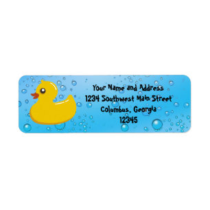 Cute Rubber Ducky/Blue Bubbles Return Address Label