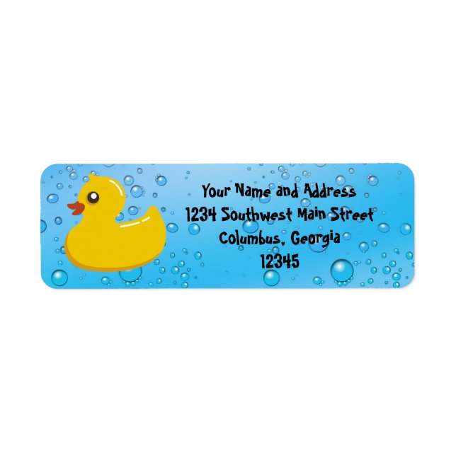 Cute Rubber Ducky/Blue Bubbles Return Address Label (Front)