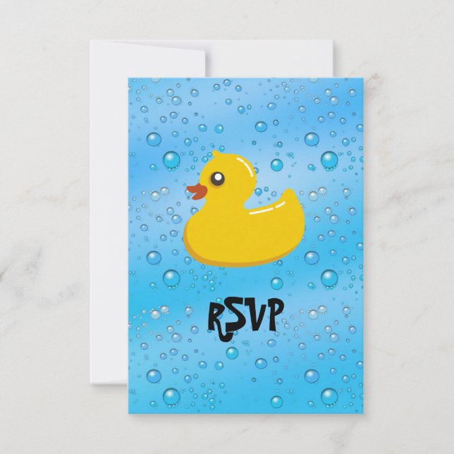 Cute Rubber Ducky/Blue Bubbles RSVP Card (Front)