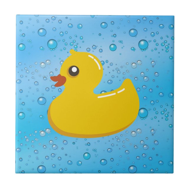 Cute Rubber Ducky/Blue Bubbles Tile (Front)