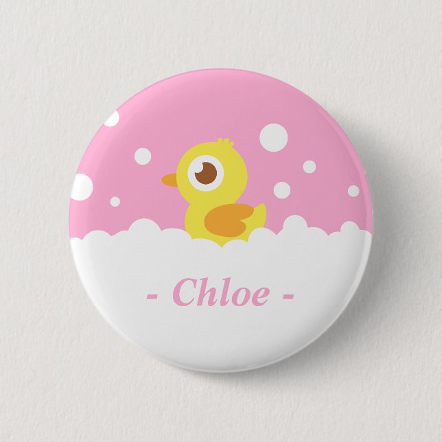 Cute Rubber Ducky in Bubble Bath 6 Cm Round Badge (Front)