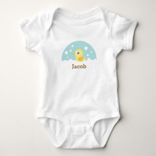 Cute Rubber Ducky in Bubble Bath for Baby Boy Bodysuit