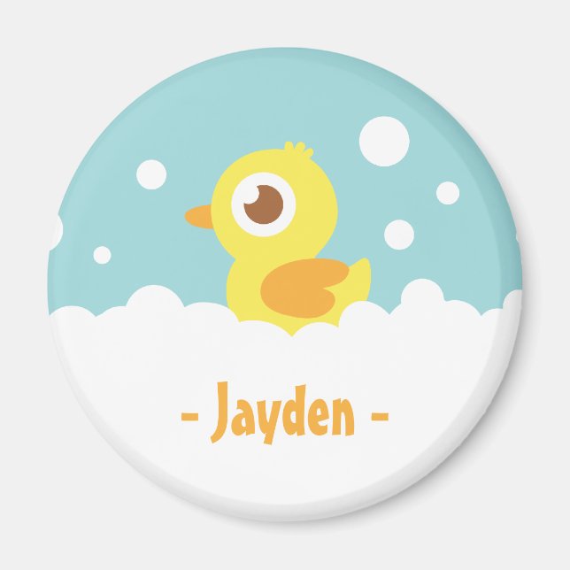 Cute Rubber Ducky in Bubble Bath Magnet (Front)