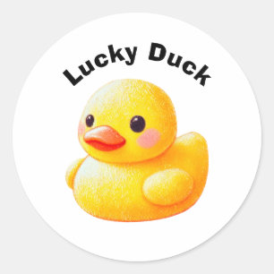 Cute Rubber Ducky with Customisable Text Classic Round Sticker