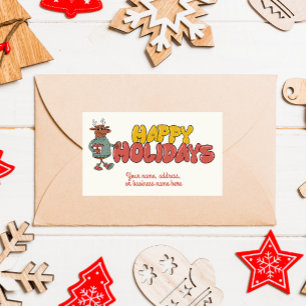 Cute rudolf Christmas holiday Rectangular Sticker