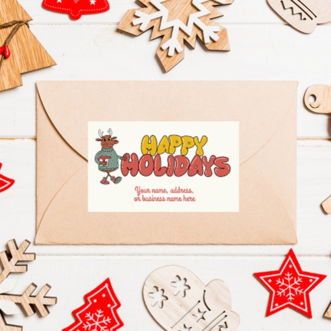 Cute rudolf Christmas holiday Rectangular Sticker (Creator Uploaded)