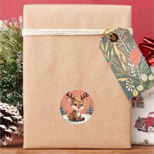 cute Rudolph Classic Round Sticker