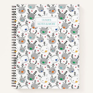 Cute Rudolph heads with little stars Notebook