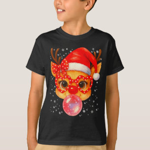 Cute Rudolph Red Nose Bubble Gum Christmas Xmas Gi T-Shirt