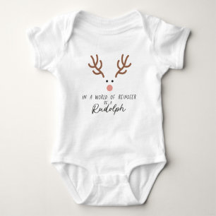 Cute Rudolph Red Nosed Reindeer  Baby Bodysuit