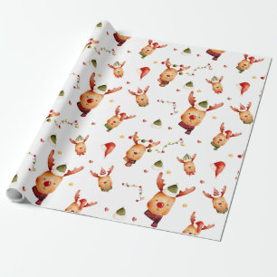 Cute Rudolph Reindeer Christmas Wrapping Paper