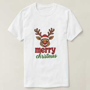 Cute Rudolph Reindeer Merry Christmas T-Shirt