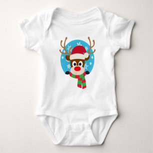 Cute Rudolph The Red Nose Reindeer   Baby Bodysuit