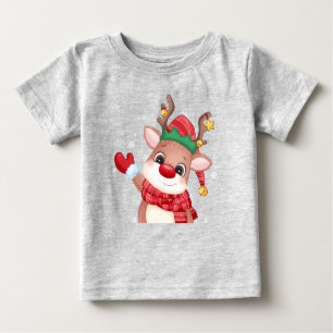 Cute Rudolph The Red Nose Reindeer Christmas Baby T-Shirt