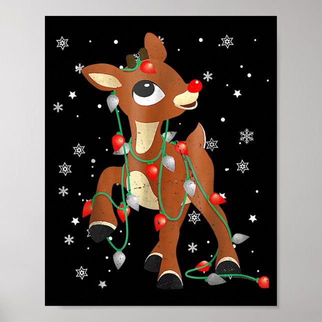 Cute Rudolph The Red Nose Reindeer For Kids Christ Poster (Front)