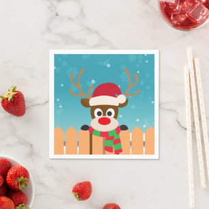 Cute Rudolph The Red Nose Reindeer   Napkin