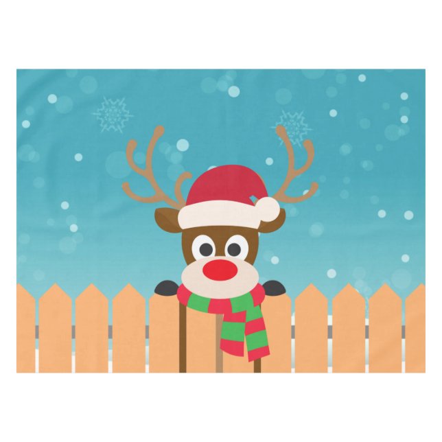 Cute Rudolph The Red Nose Reindeer | Tablecloth (Front (Horizontal))