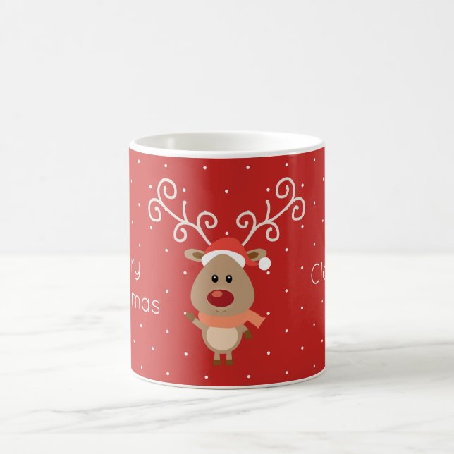 Cute Rudolph the red nosed reindeer cartoon Coffee Mug (Center)