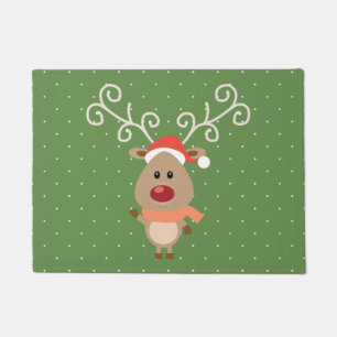 Cute Rudolph the red nosed reindeer cartoon Doormat