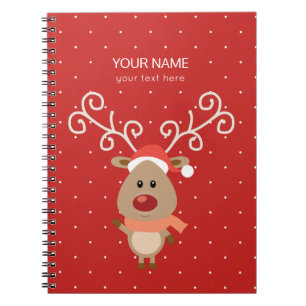 Cute Rudolph the red nosed reindeer cartoon Notebook