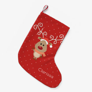 Cute Rudolph the red nosed reindeer cartoon Small Christmas Stocking