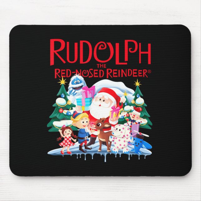 Cute Rudolph The Red Nosed Reindeer Christmas Spec Mouse Pad (Front)