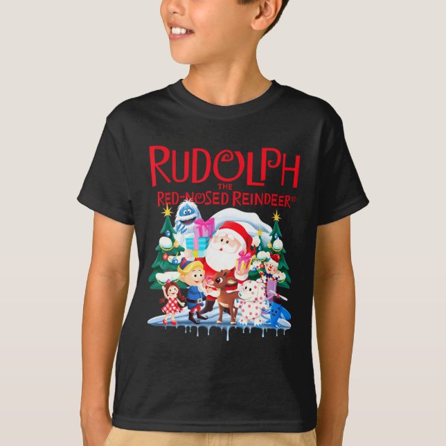 Cute Rudolph The Red Nosed Reindeer Christmas Spec T-Shirt (Front)