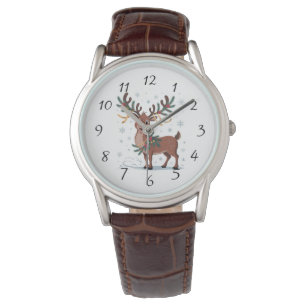 Cute Rudolph with Gold Accents Watch