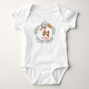 Cute Rudoph Red Nose Reindeer Christmas Birthday Baby Bodysuit