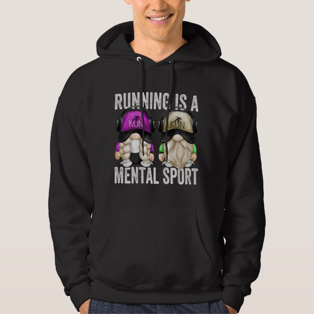 Cute Runners Gnome Couple Funny Running Is A Menta Hoodie (Front)
