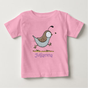 Cute running californian quail cartoon baby T-Shirt
