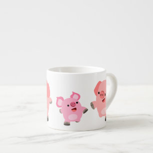 Cute Running Cartoon Pigs Espresso Cup