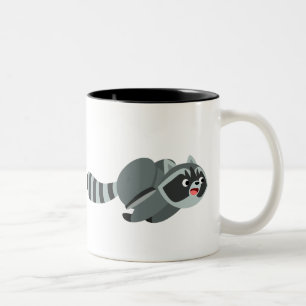 Cute Running Cartoon Racoon Two-Tone Coffee Mug