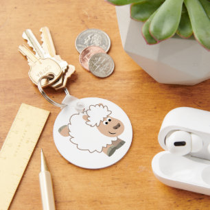 Cute Running Cartoon Sheep Key Ring