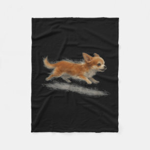 Cute running dog funny chihuahua running art meme fleece blanket