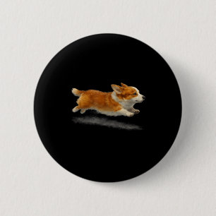 Cute running dog funny corgi running art meme 6 cm round badge