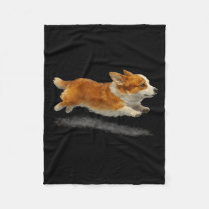 Cute running dog funny corgi running art meme fleece blanket
