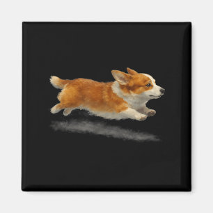 Cute running dog funny corgi running art meme magnet