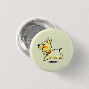 Cute Running Dog Illustration for Dog Lovers 3 Cm Round Badge