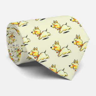 Cute Running Dog Illustration for Dog Lovers Tie