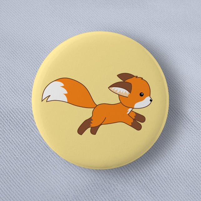 Cute Running Fox 6 Cm Round Badge (Creator Uploaded)