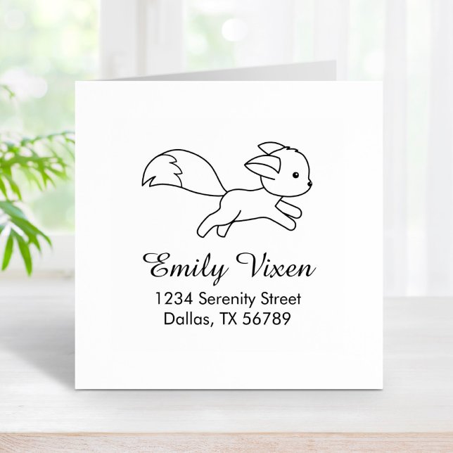 Cute Running Fox Address Rubber Stamp (Creator Uploaded)