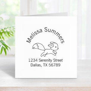 Cute Running Fox Arch Address Rubber Stamp