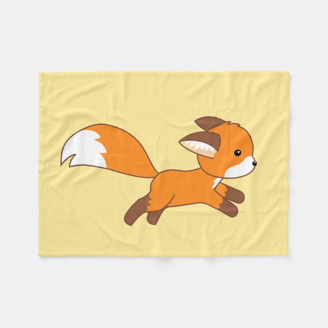 Cute Running Fox Fleece Blanket (Front (Horizontal))