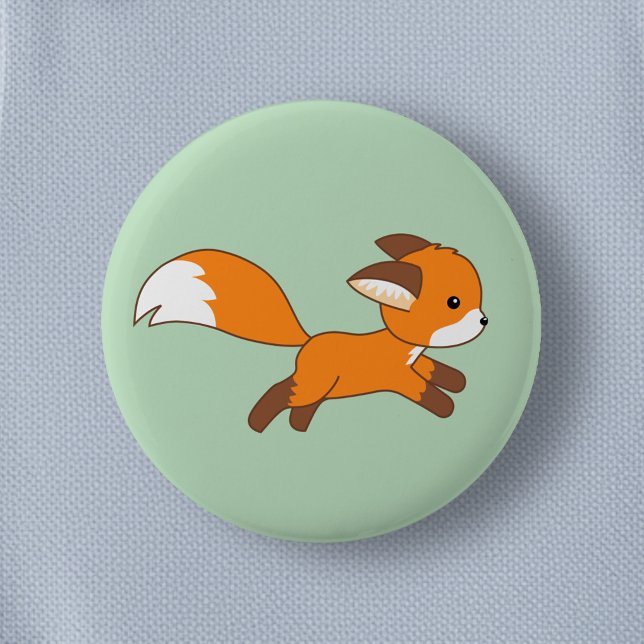 Cute Running Fox on Green 6 Cm Round Badge (Creator Uploaded)