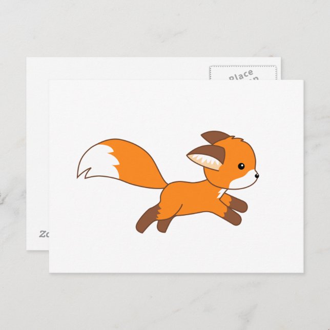 Cute Running Fox Postcard (Front/Back)
