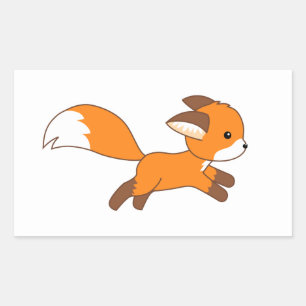 Cute Running Fox Rectangular Sticker