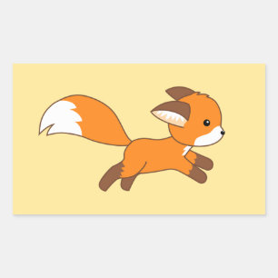 Cute Running Fox Rectangular Sticker